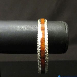 Today Only! Sterling Silver Hawaiian 9.8mm Koa Wood inlay bangle bracelet